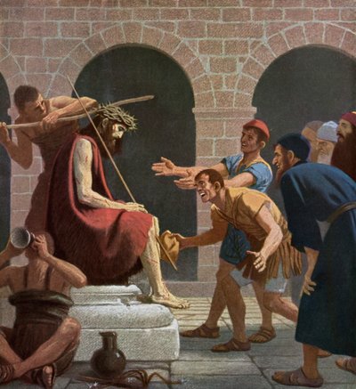 Jesús burlado después de ser coronado con la corona de espinas de Unbekannt Unbekannt